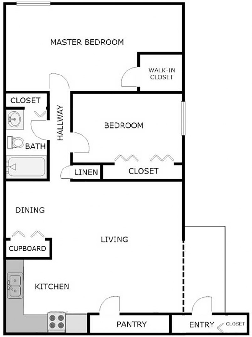 2-Bedroom/1-Bath Floor Plan 2-Bedroom/1-Bath Floor Plan