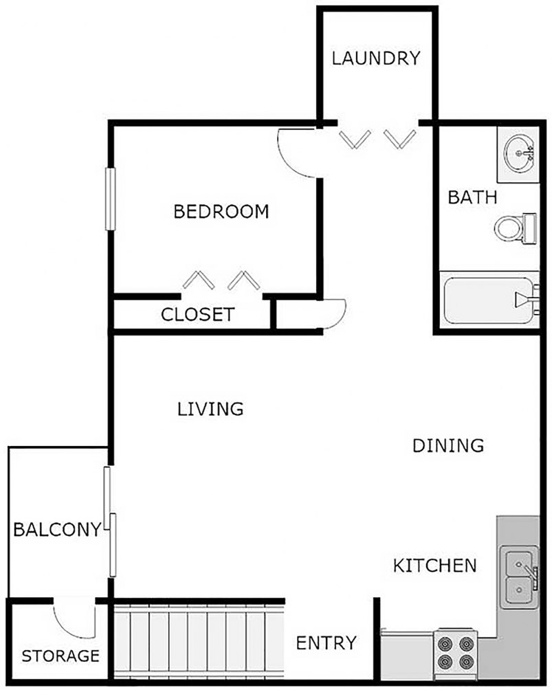 1-Bedroom/1-Bath Floor Plan