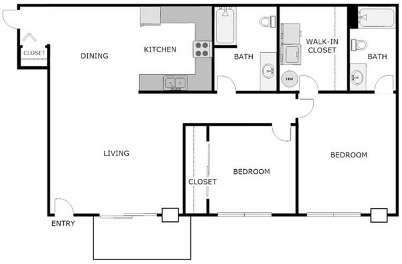 2-Bedroom/2-Bathroom Floor Plan