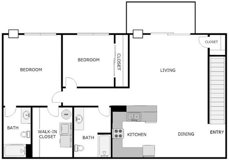 2-Bedroom/2-Bathroom Floor Plan